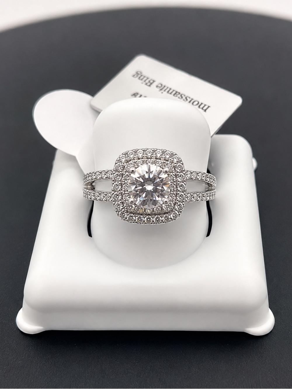 ✨ NWT 925 Sterling Silver 1.47 CT Moissanite Halo Ring – Size 7 ✨